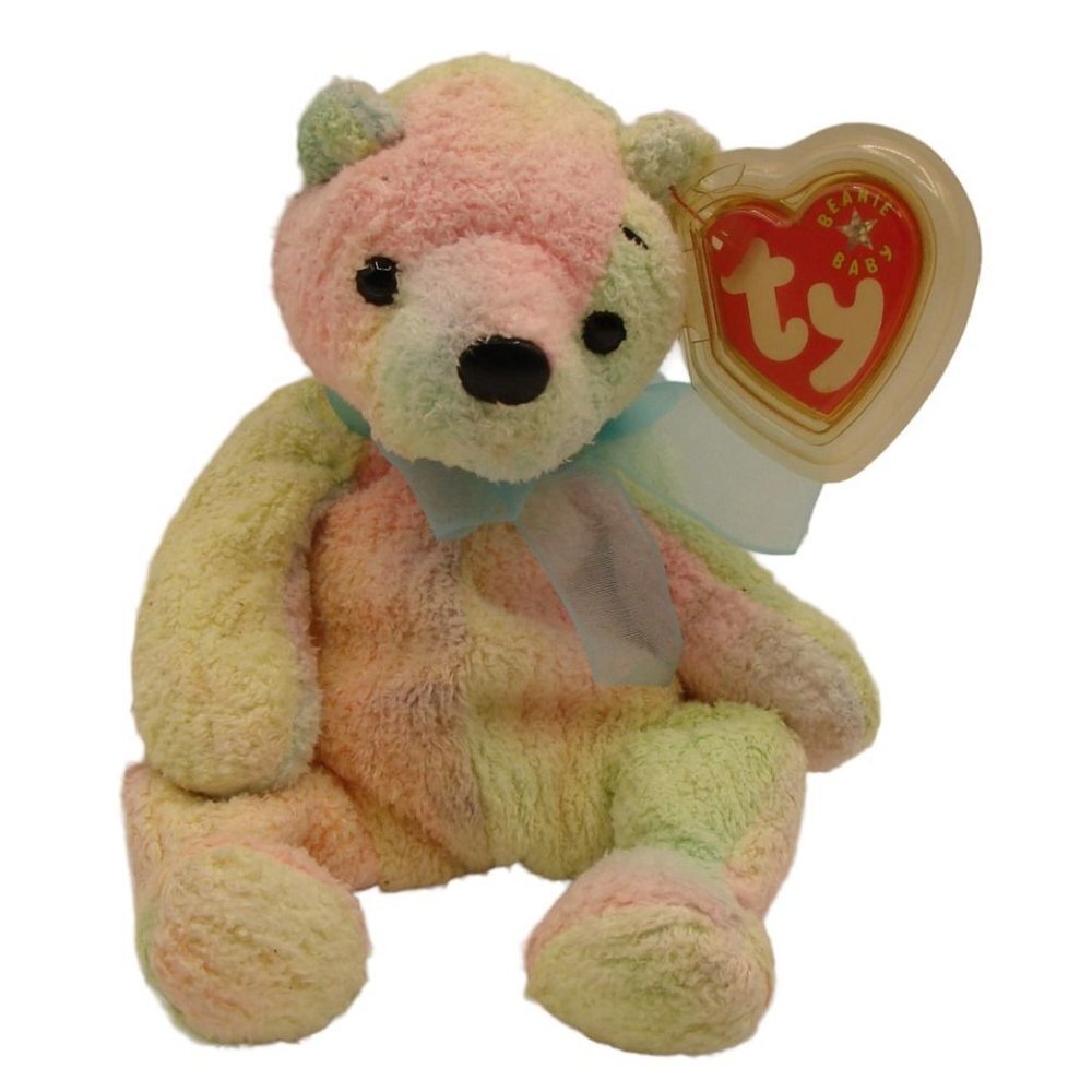 Vintage 2000 TY Beanie Babies Mellow the Bear Tie Dye Pastel Collectors Plush